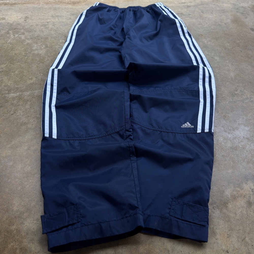 Vintage Y2K Adidas Track Pants Baggy Wide Leg Navy Blue Mens Small i3